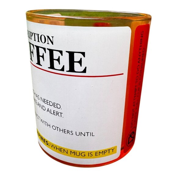 Prescription Coffee Mug Orange Glass Humor Gift RX & Funny Warning Labels 17.5 o - Picture 3 of 7